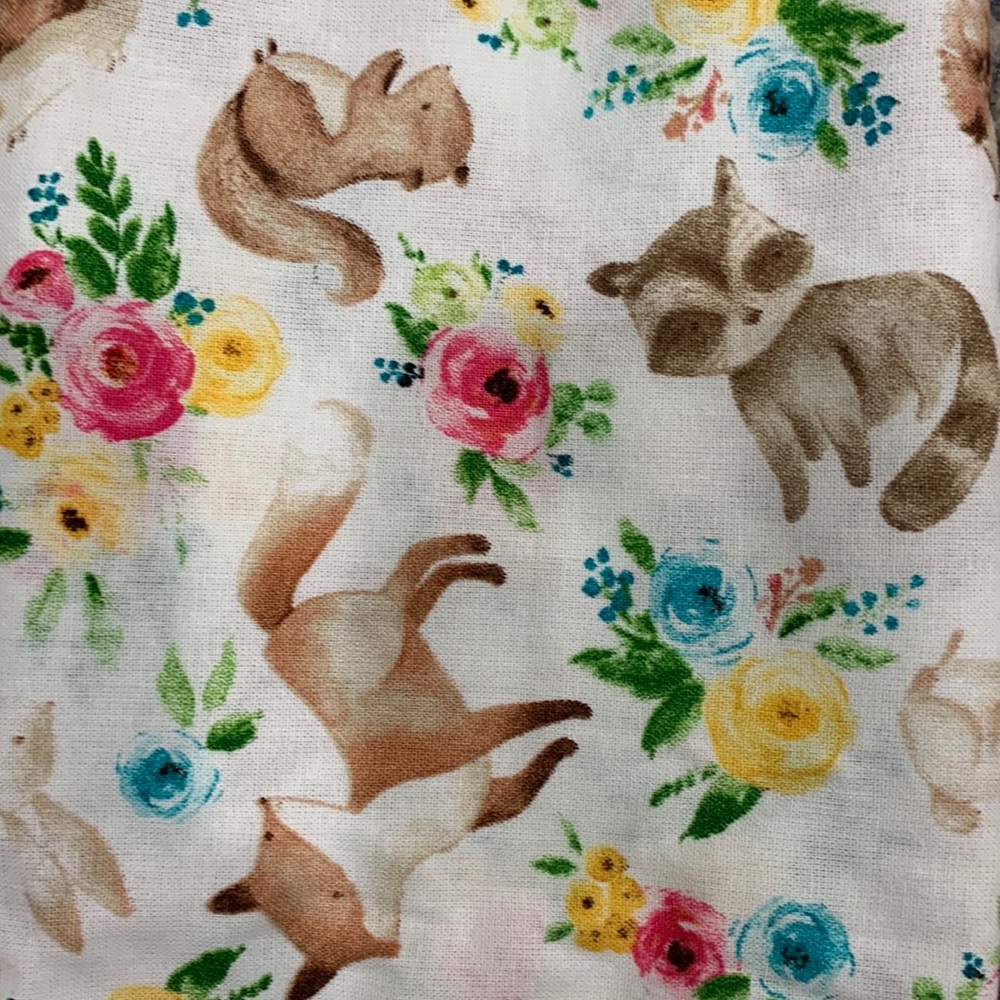 Woodland animal fabric 100% cotton Fabric Squirrel Hedgehog Racoon Fox One Yard